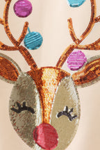 Beige reindeer sequin mom&me sweatshirt