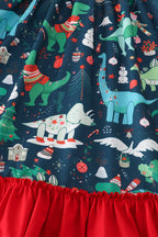 Green dinosaur print ruffle gown