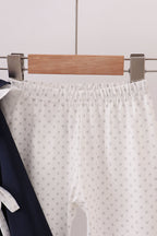 Navy christmas santa claus embroidery pants set