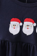 Navy christmas santa claus embroidery pants set