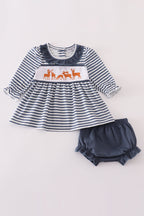 Navy stripe deer embroidery bloomer set