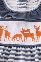 Navy stripe deer embroidery bloomer set