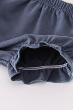 Navy stripe deer embroidery bloomer set