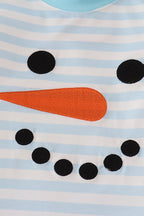 Blue snowman embroidery stripe pants set