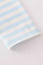 Blue snowman embroidery stripe pants set