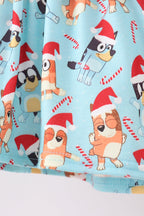Blue christmas character print bloomer set
