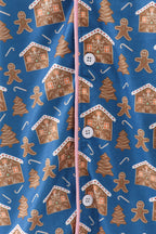 Navy gingerbread print mom gown