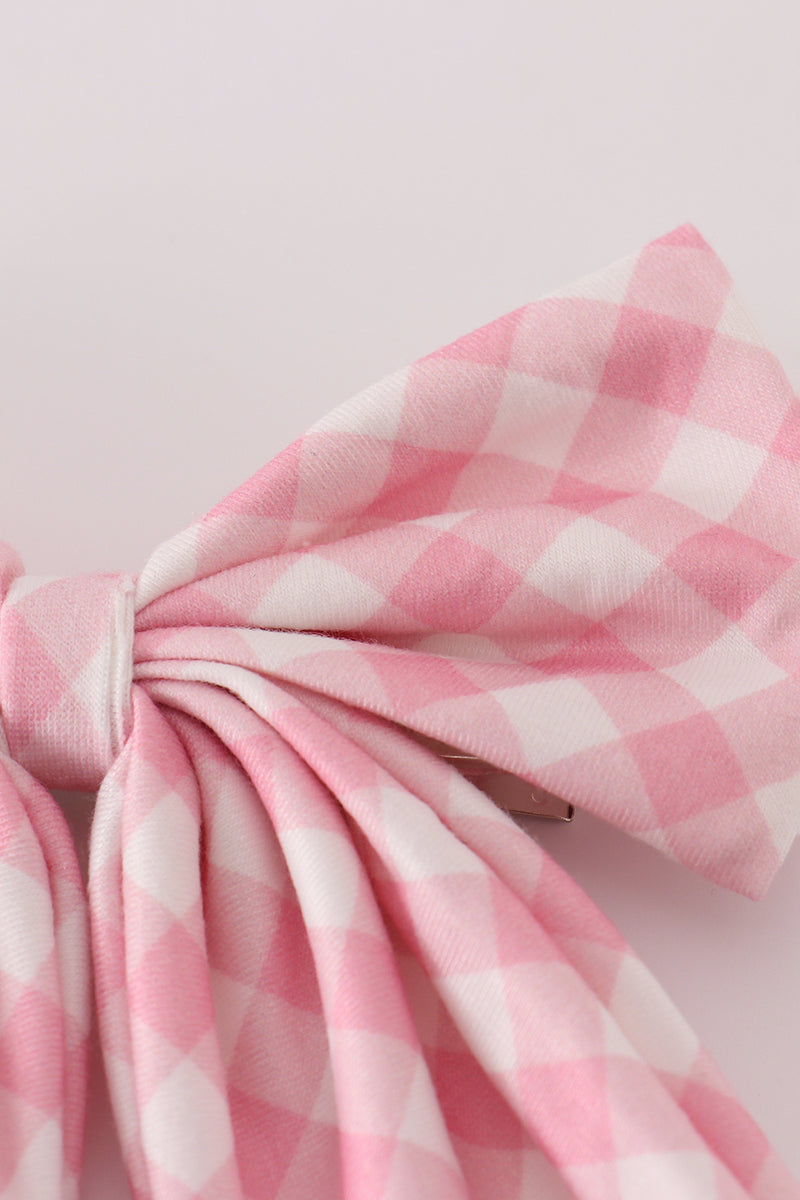 Pink gingham sailor bow
