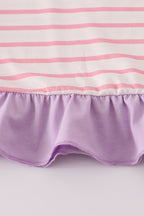 Purple ballet shoes embroidery stripe pants set