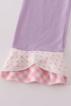 Purple ballet shoes embroidery stripe pants set