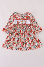 Fox embroidery floral print dress