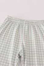 Fox embroidery gingham pants set
