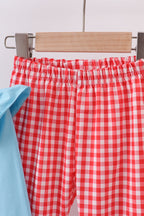 Blue deer tree santa embroidery ruffle pants set