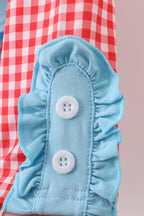 Blue deer tree santa embroidery ruffle pants set