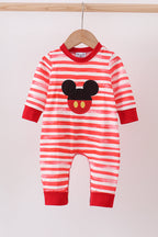 Red stripe character applique romper