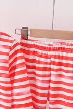Red stripe character applique pants set