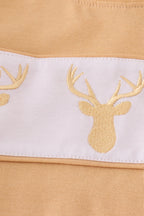 Khaki deer embroidery stripe pants set