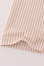 Khaki deer embroidery stripe pants set