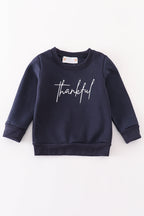 Navy thankful fleece mom&me sweatshirt