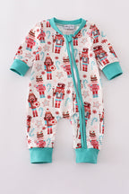 Blue christmas nutcracker print romper