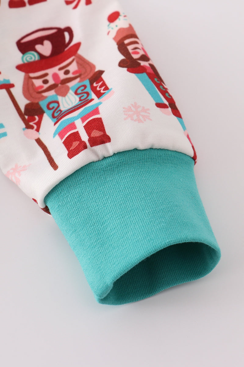 Blue christmas nutcracker print romper