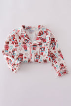 Christmas nutcracker print ruffle pajamas set