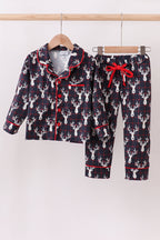 Navy deer print pajamas set
