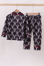 Navy deer print pajamas set