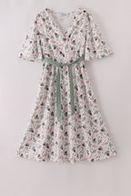 Sage bow tie mom dress