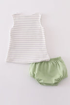 Easter stripe bunny applique boy bloomer set