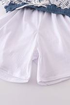 Blue stripe anchor print dad swim trunks