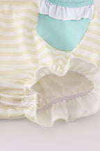 Easter stripe bunny embroidery girl bubble