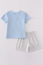 Blue carousel applique boy set