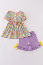 Easter floral bunny egg embroidery girl set