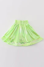 Chartreuse girl ruffle laser skorts