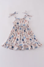 Blue ocean breeze shells print mom&me dress