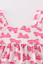 Hot pink barbie print girl dress