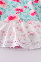 Blushing rose garden print girl one-piece leotard