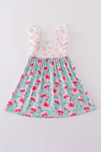 Blushing rose garden print girl dress