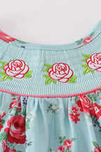 Rosebud bliss print smocked girl set
