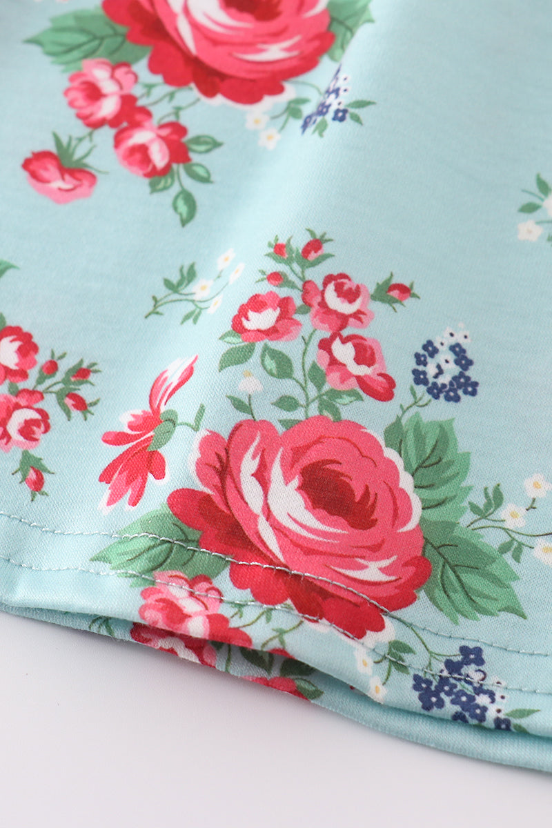 Rosebud bliss print smocked girl set