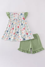 Green garden rose set