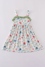 Green garden rose dress