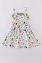 Green garden rose dress