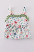 Green garden rose dress