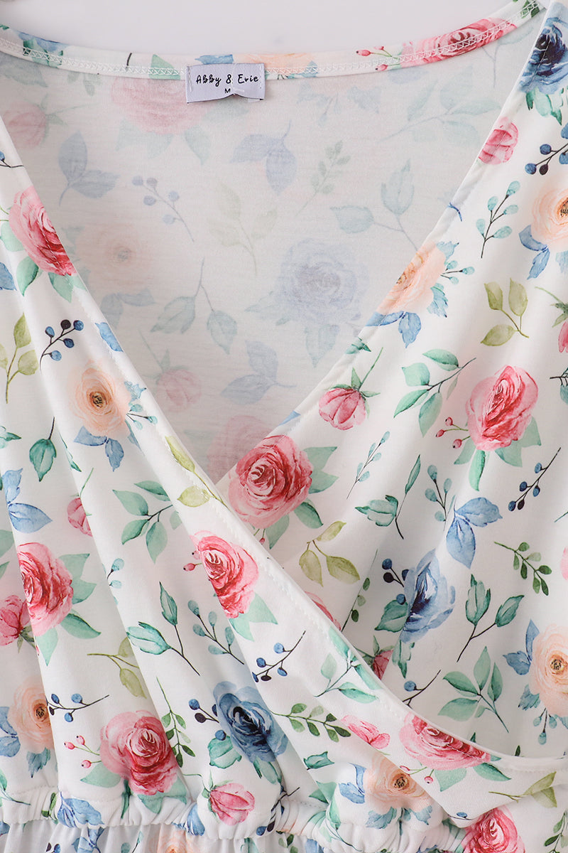 Green garden rose mom dress