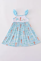 Blue marine creature embroidery dress