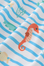 Blue marine creature embroidery dress