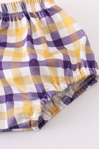 Purple gold LSU applique bloomer set