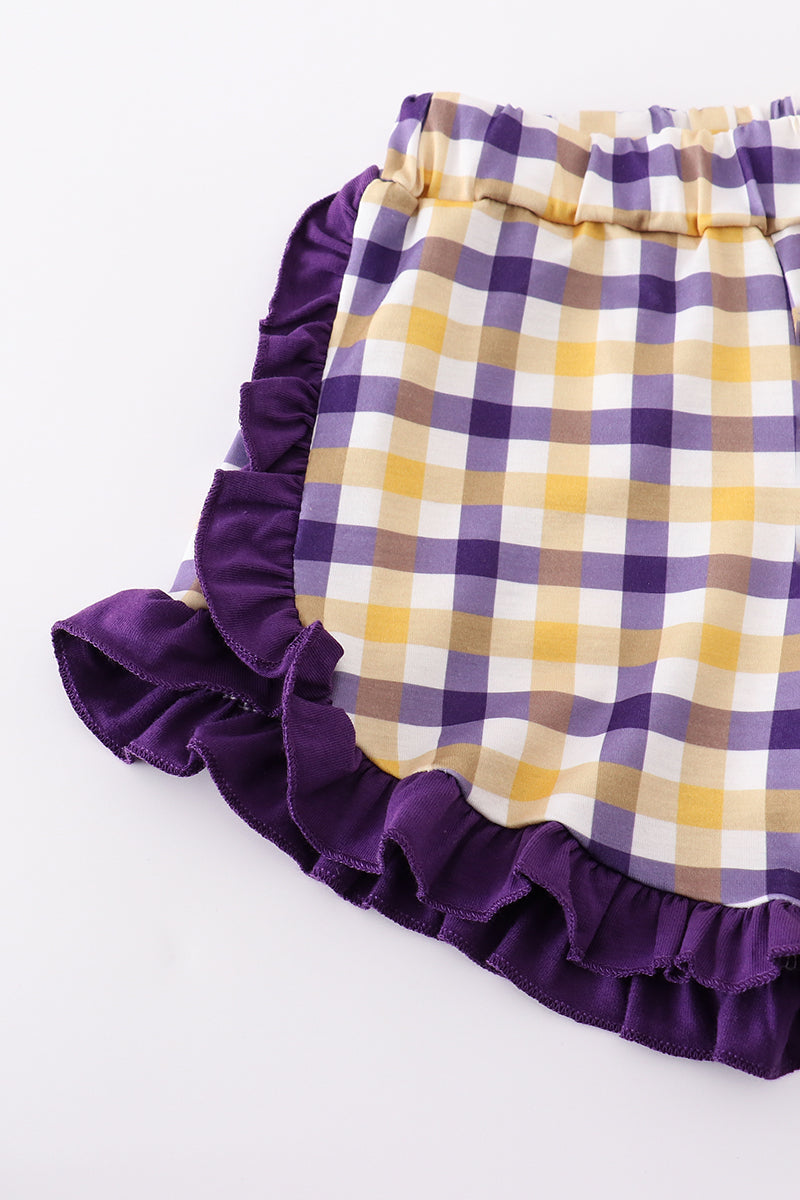 Purple gold LSU applique dress